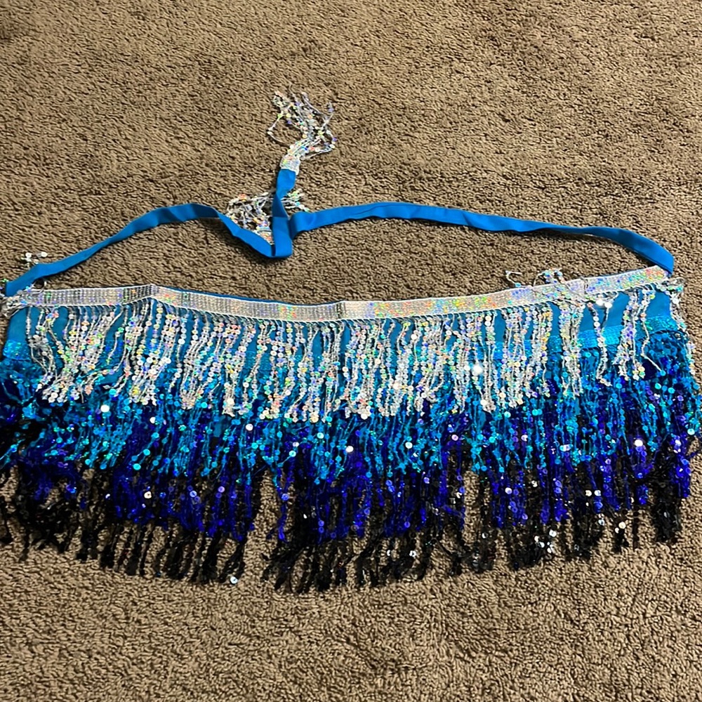 Blue sequin dance skirt OSFM